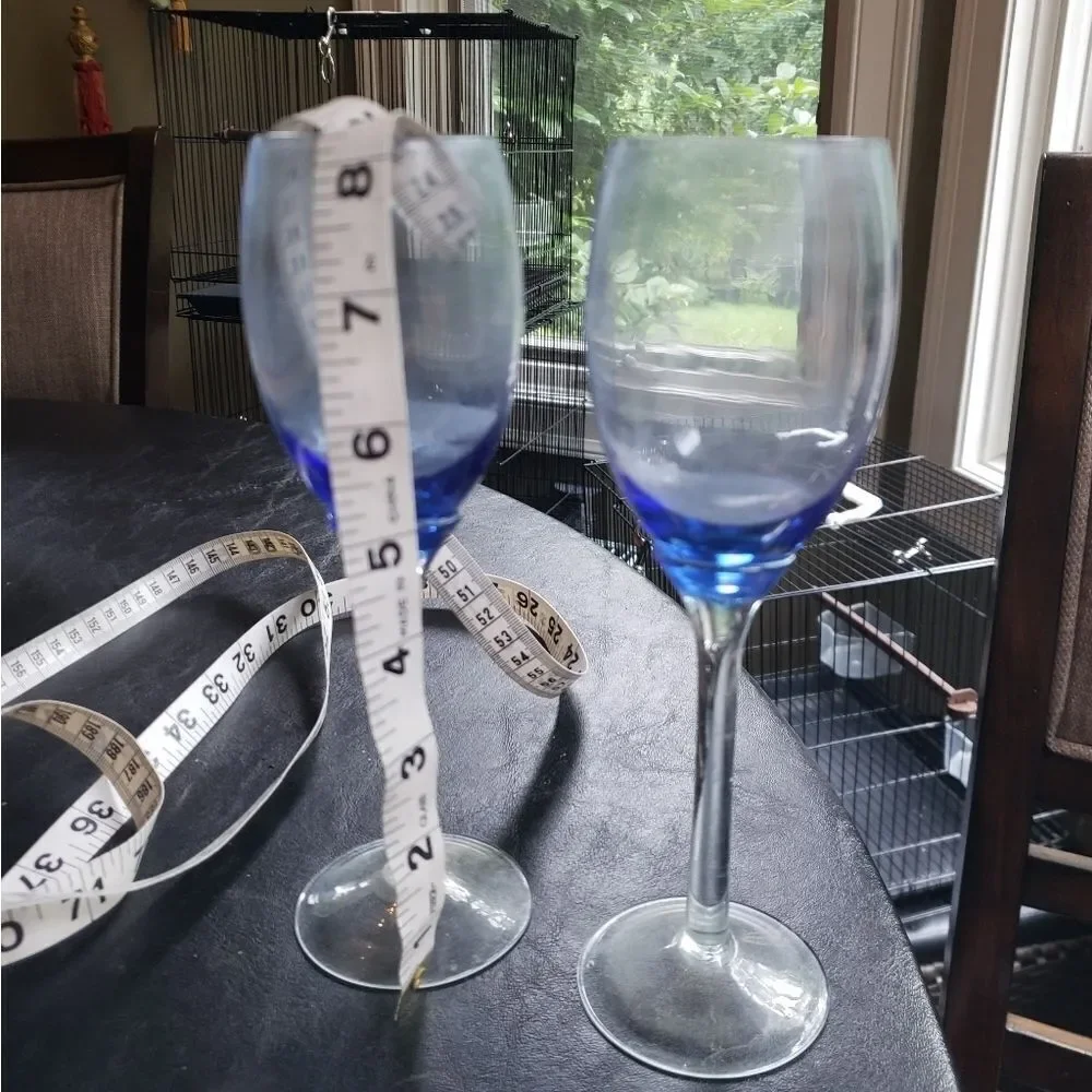 2 Tulip Stem Champagne Flutes Colbert Blue